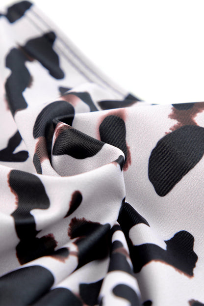 Traje de baño tankini con tiras y escote de muesca en contraste de cintura alta