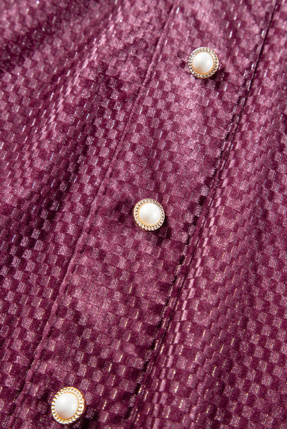 Robe à volants en velours texturé grande taille, couleur mauve prairie