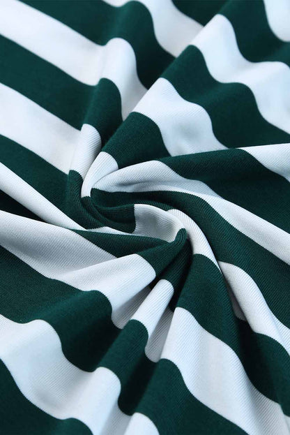 Vestido largo con cuello en V y estampado de rayas con aberturas laterales 