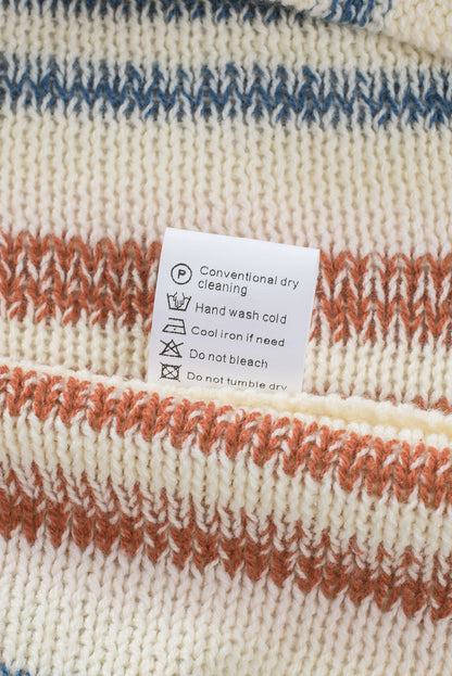 Pull à capuche à rayures multicolores et poche kangourou 