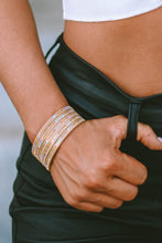 Gold Full Diamond Leather Wide Edge Magnetic Buckle Bracelet