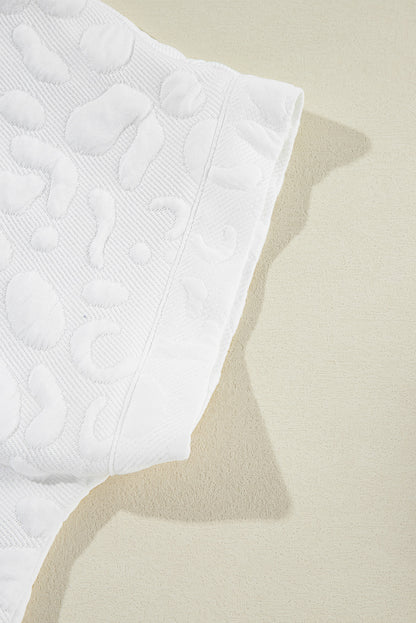 Ensemble t-shirt et short zippés en jacquard léopard blanc