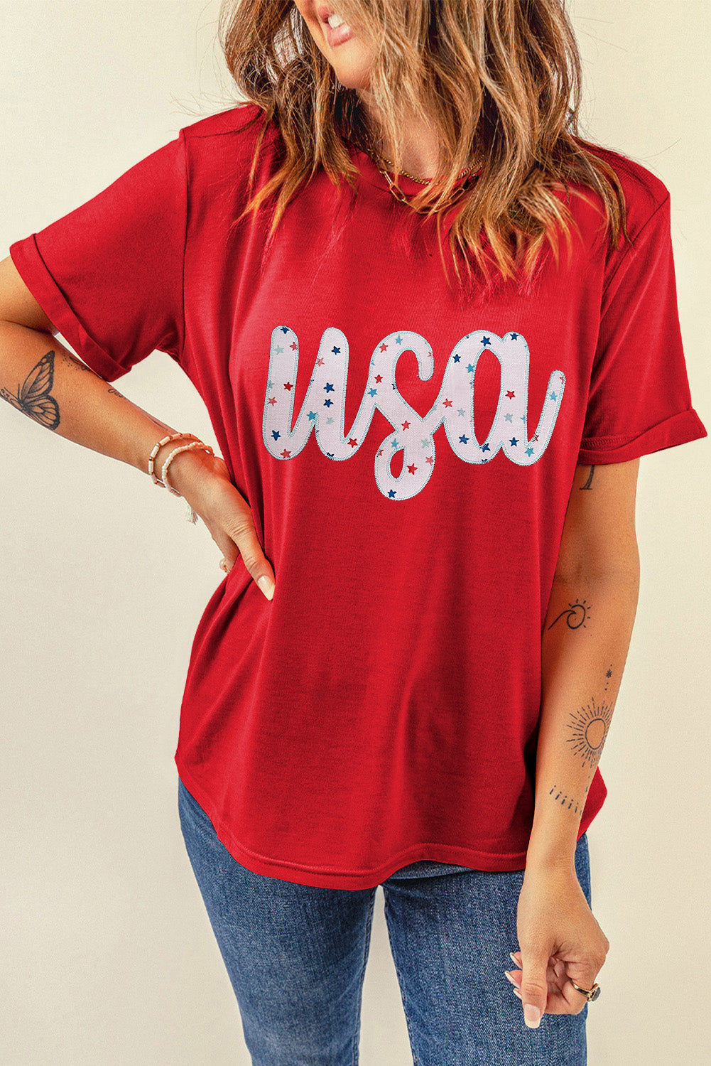 T-shirt ras du cou graphique Red Starry USA