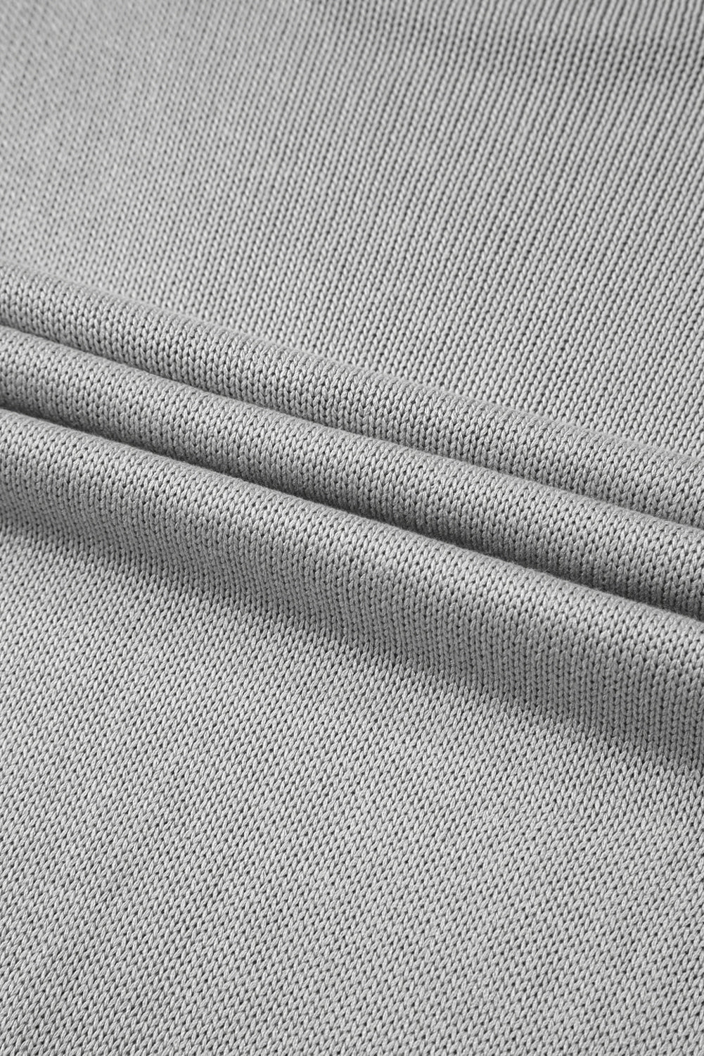 Pull gris uni à manches passe-pouce et bords côtelés