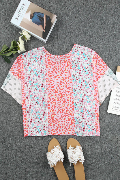 Haut cape multicolore à imprimé animal et floral