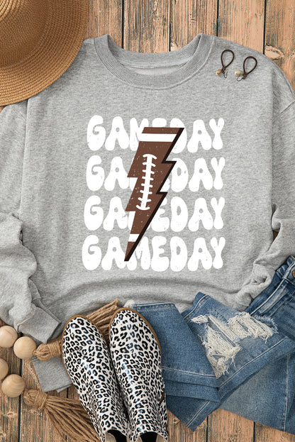 Sweat-shirt gris à imprimé GAME DAY Lightning Rugby Football