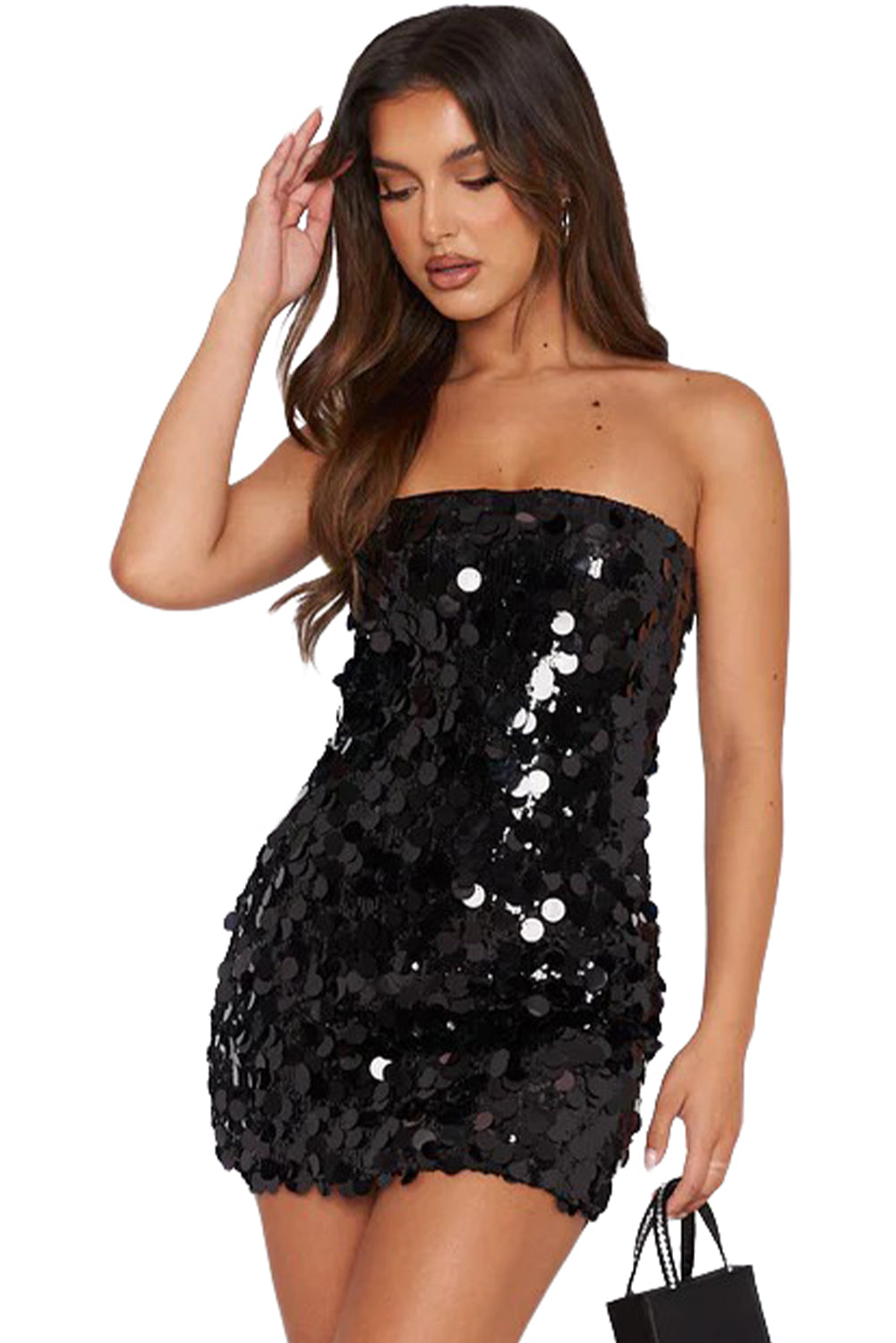 Red Strapless Bodycon Mini Sequin Dress