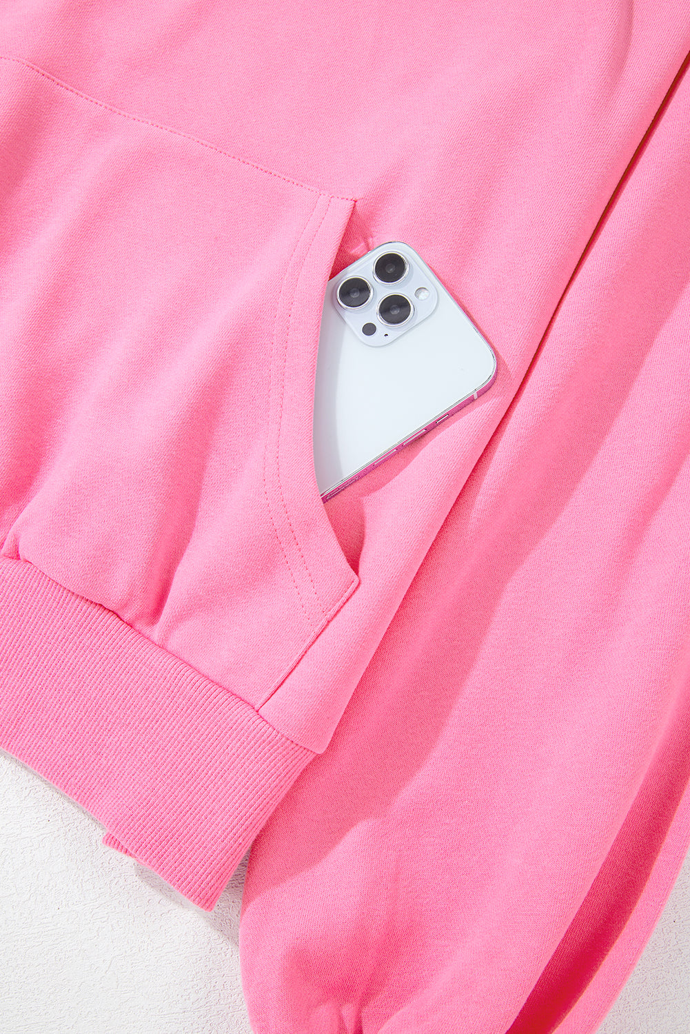 Sweat-shirt zippé à col montant et poche kangourou Bonbon