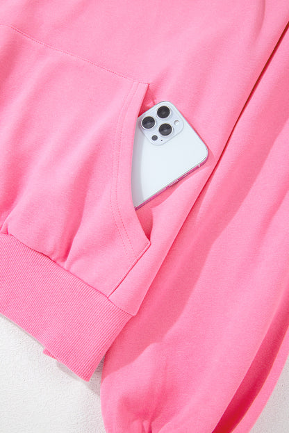 Sweat-shirt zippé à col montant et poche kangourou Bonbon