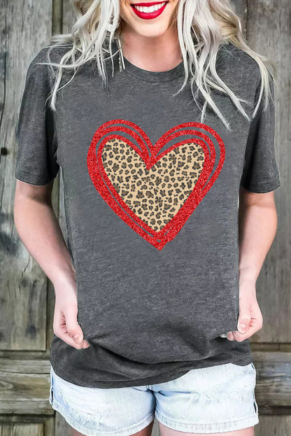 T-shirt graphique à paillettes et cœur