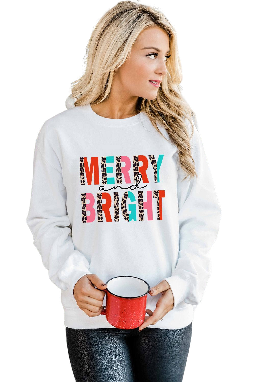Sweat-shirt à imprimé léopard MERRY and BRIGHT