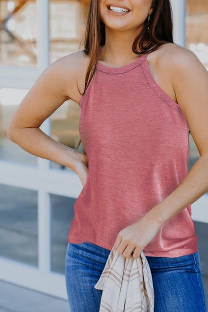 Solid Color Crew Neck Tank Top