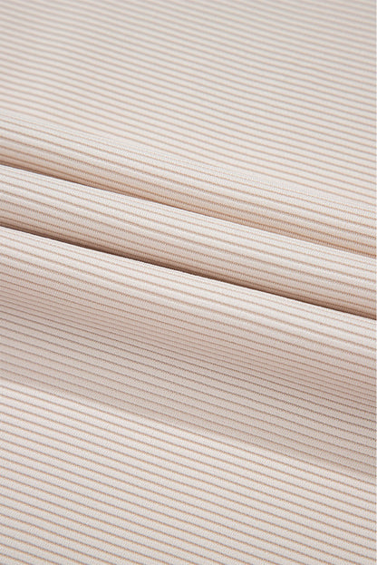 Apricot Textured Ruffled Sleeve Zipped Top and Wide Leg Pants Set