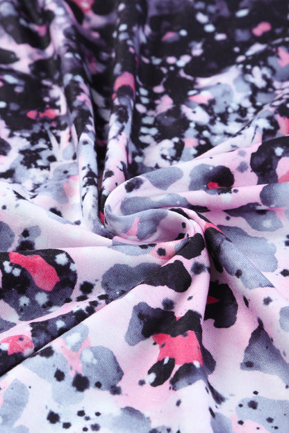 Blank Apparel - Pink Leopard Dyed Print Bleached Blank Tee