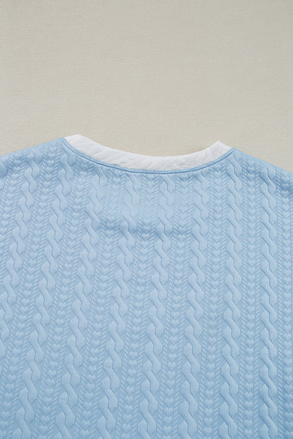 Ensemble débardeur et pantalon taille haute à bordures colorblock texturées bleu Beau