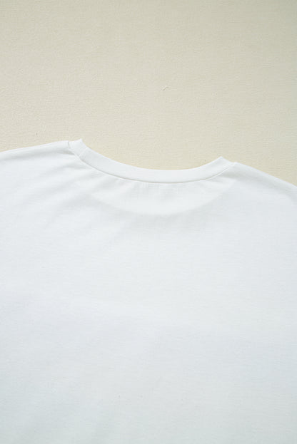 T-shirt ras du cou à rayures et sequins blancs style patchwork Mardi Gras