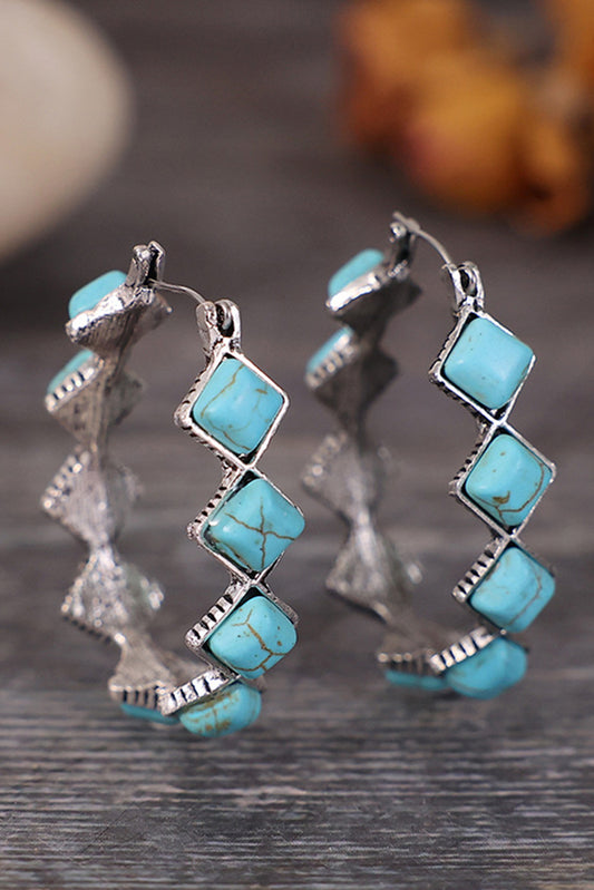 Square Turquoise Gem Earrings