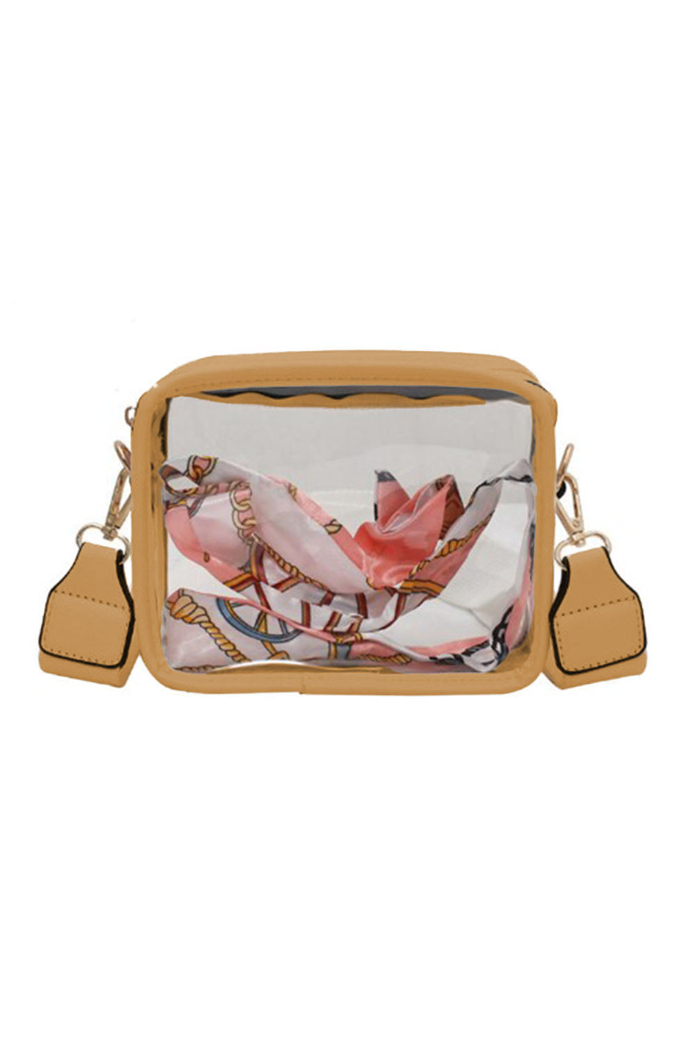 Bolso bandolera con correa de cuero de PVC transparente blanco