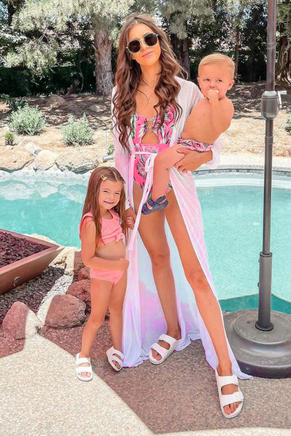 Palm Leaf Print O-ring Cutout Decor One Piece Swimsuit