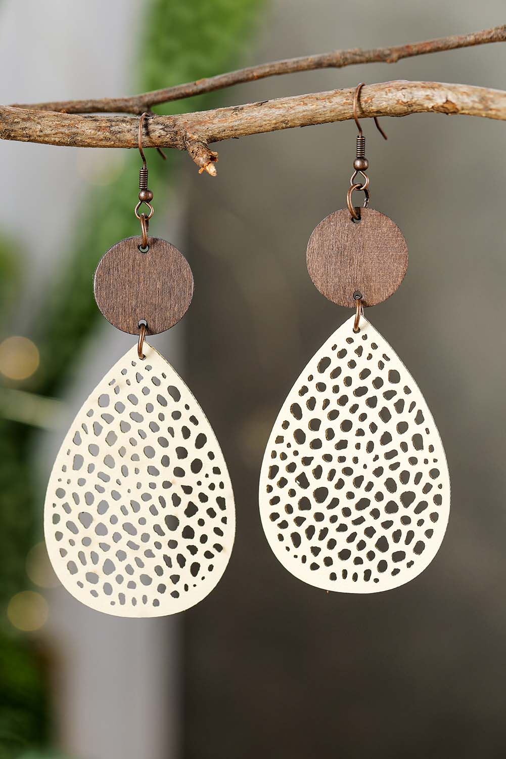 Boucles d'oreilles crochet en forme de goutte d'eau découpée en colorblock