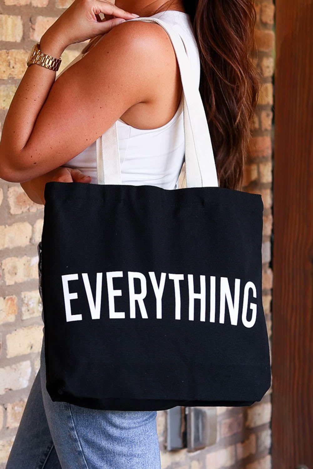 EVERYTHING Bolso Tote Grande con Estampado de Letras 42*8*37cm