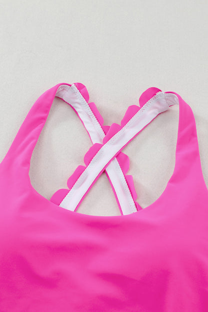 Bikini festoneado de cintura alta entrecruzado