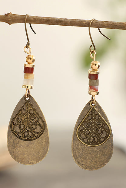 Pendientes de gancho con cuentas de lágrima de cobre vintage