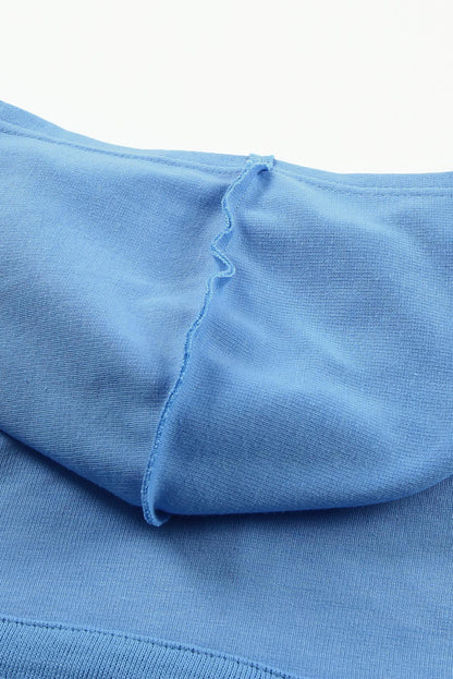 Sweat à capuche décontracté à boutons et bordures patchwork unies 