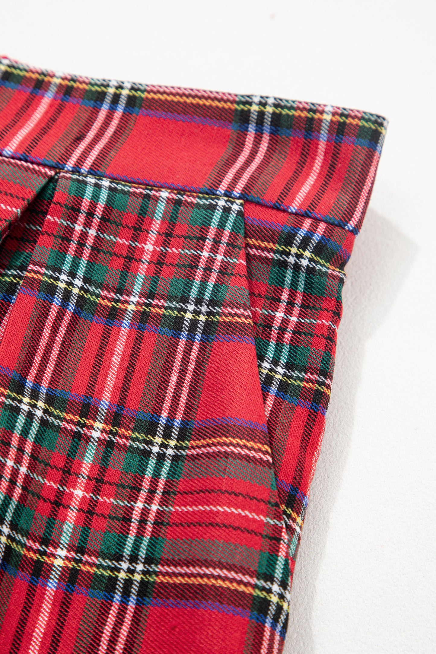 Red Festive Plaid Wide Leg Pull On Pants