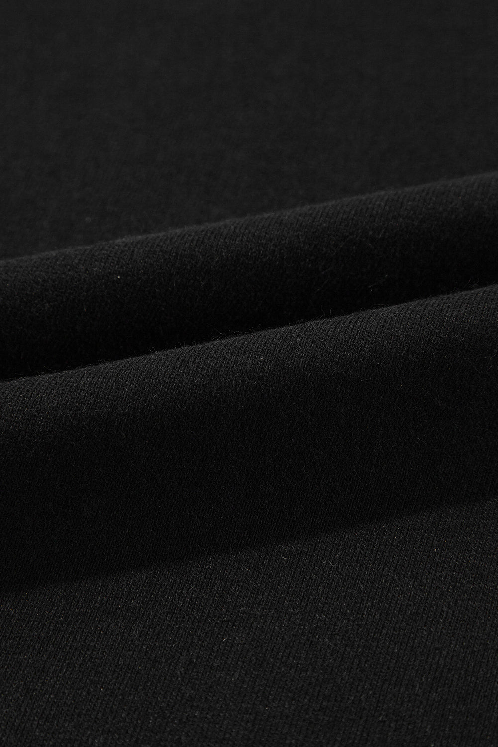 Sweat-shirt noir uni à col rond et ourlet haut-bas