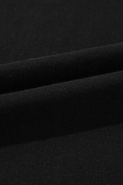 Sweat-shirt noir uni à col rond et ourlet haut-bas