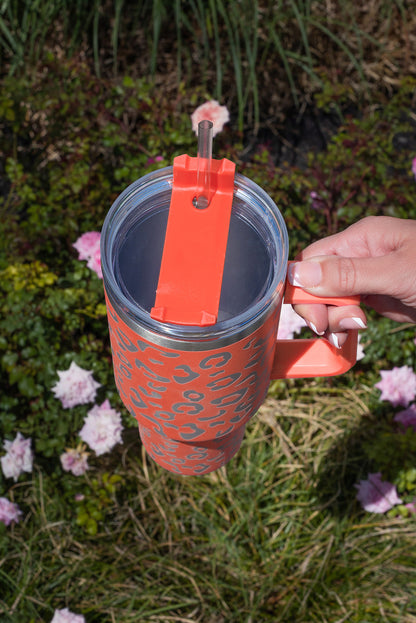 Tasse à double isolation en acier inoxydable 304 à motif léopard tacheté, 1 134 g