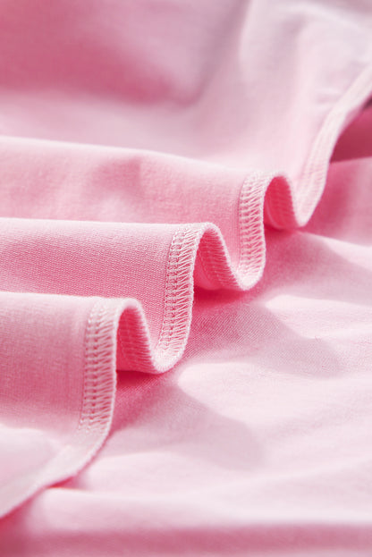 Haut à manches bouffantes rayé à paillettes roses