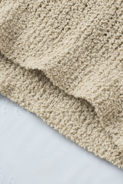 Apricot Cropped V Neck Fuzzy Sweater