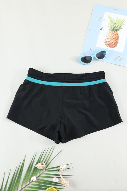 Blue Trim Black Women Swim Boardshort