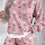 Pink Ho Ho Ho Christmas Fashion Print 2pcs Lounge Short Set