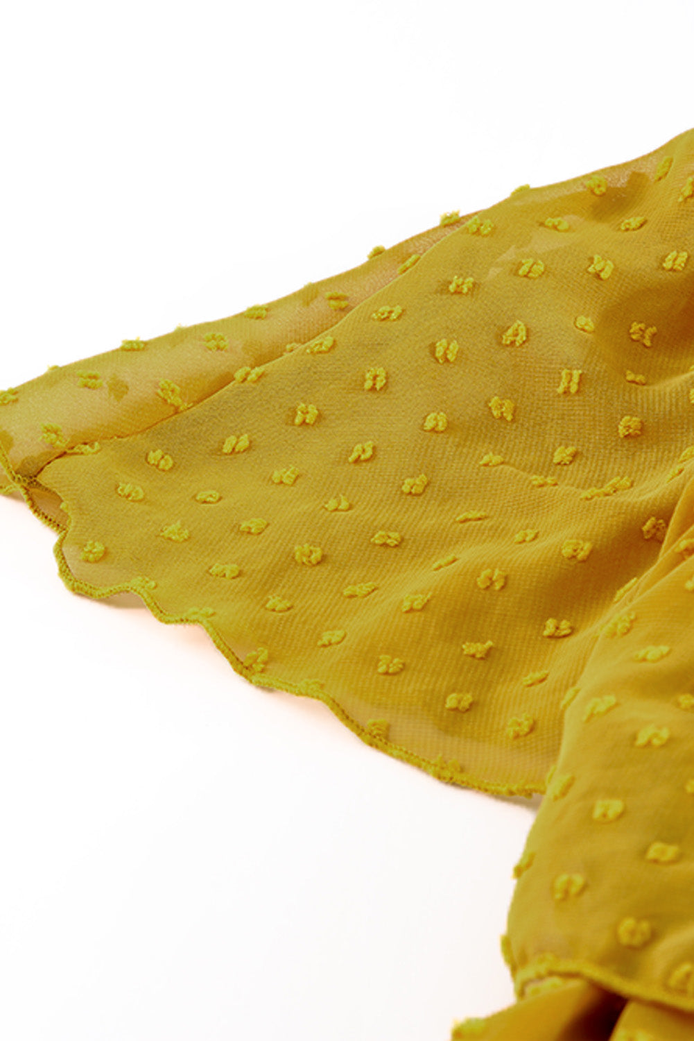 Yellow Yellow Off Shoulder Ruffle Swiss Dot Maxi Dress