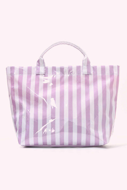 Wisteria Glossy Striped Vinyl Large Tote Bag (Color Varied)