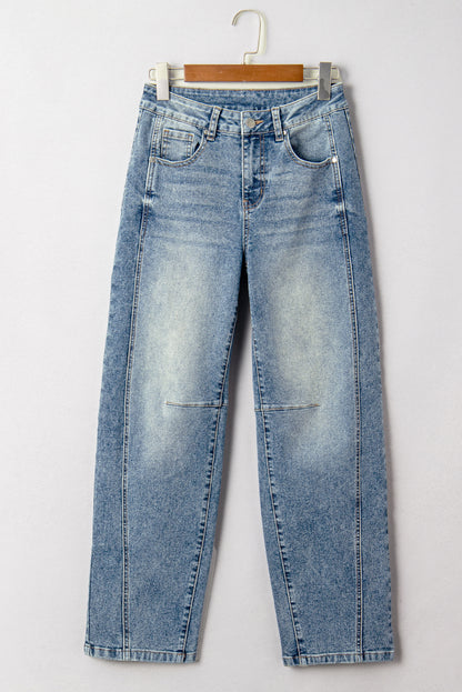Dusk Blue Vintage Washed Seam Detail Shift Jeans