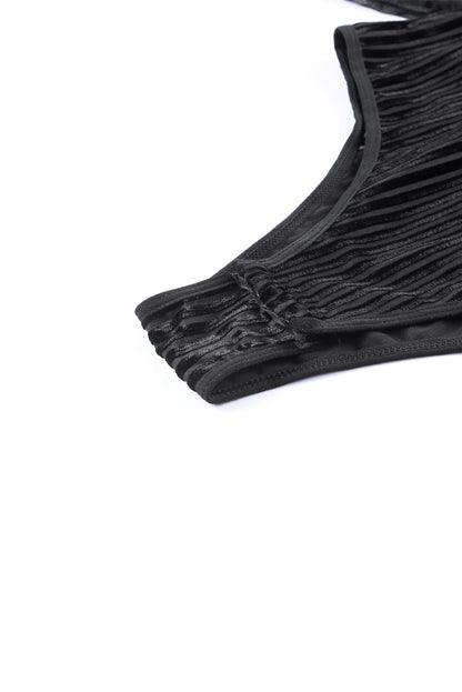 Body en velours côtelé à manches longues et pois transparents