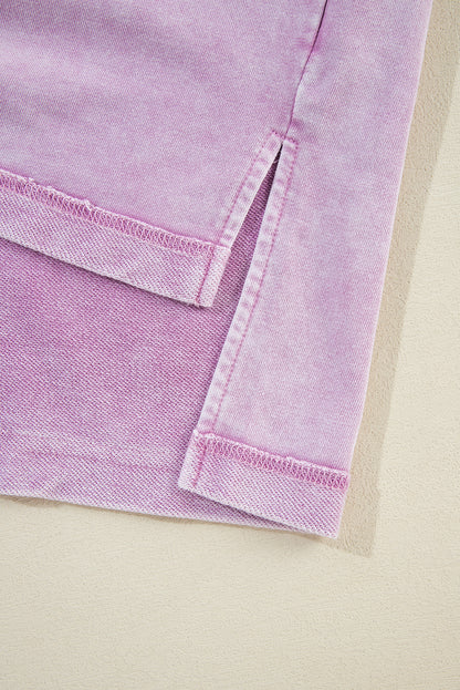 Sweat-shirt à épaules tombantes et délavé minéral aux pétales d'orchidée