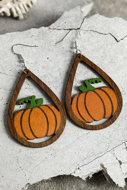 Wooden Water Drop Halloween Earrings