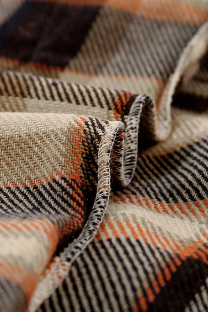 Veste-chemise à poches à imprimé géométrique à carreaux orange