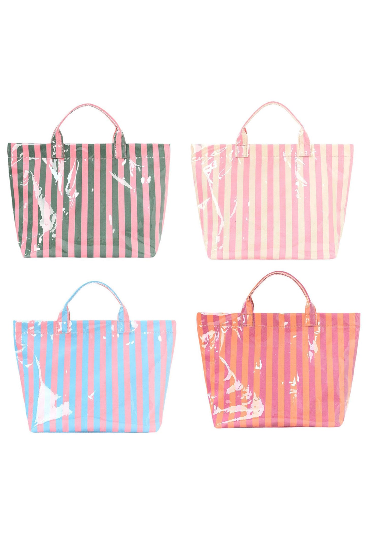 Glossy Striped Vinyl Large Tote Bag