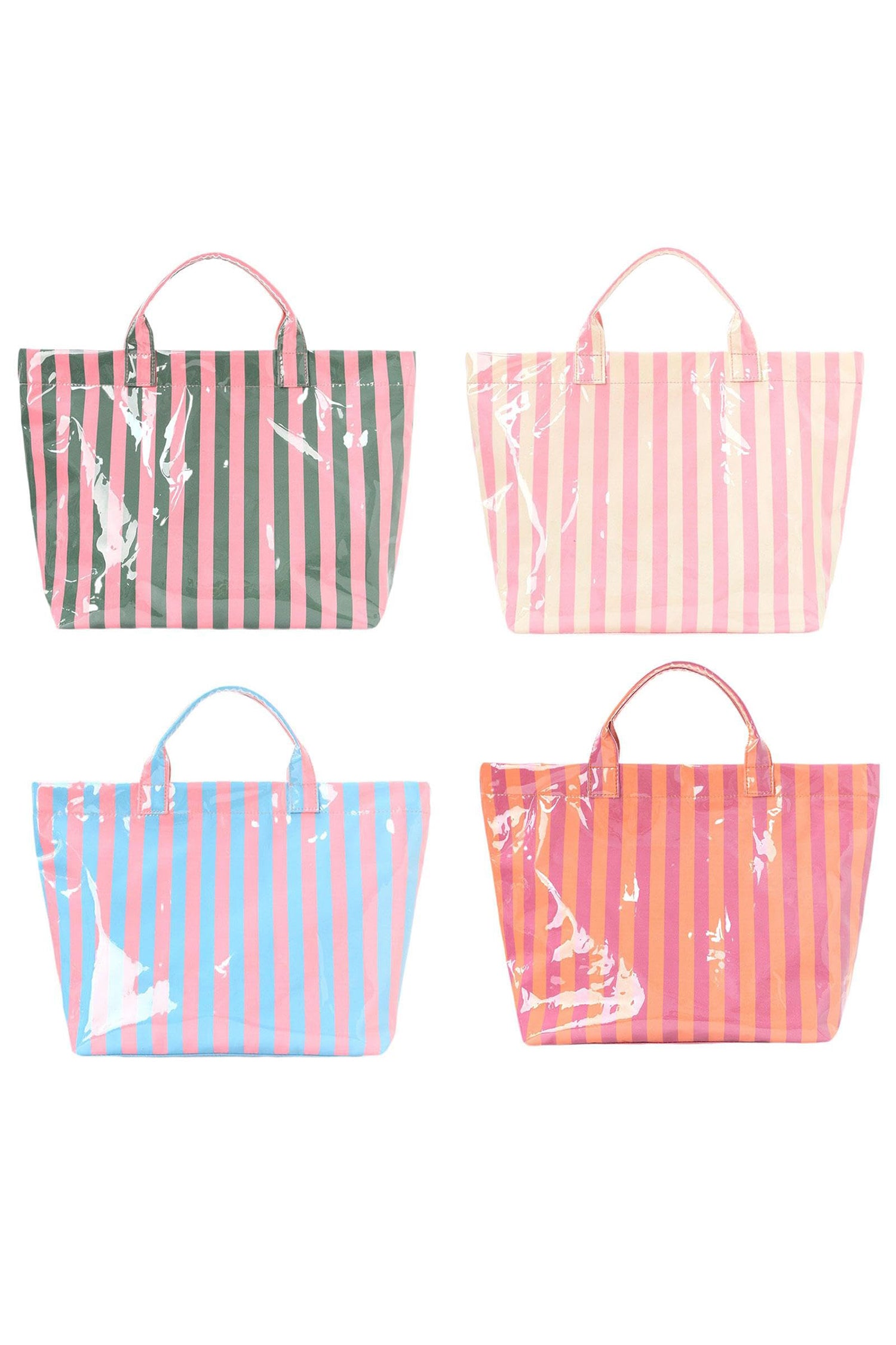 Glossy Striped Vinyl Large Tote Bag