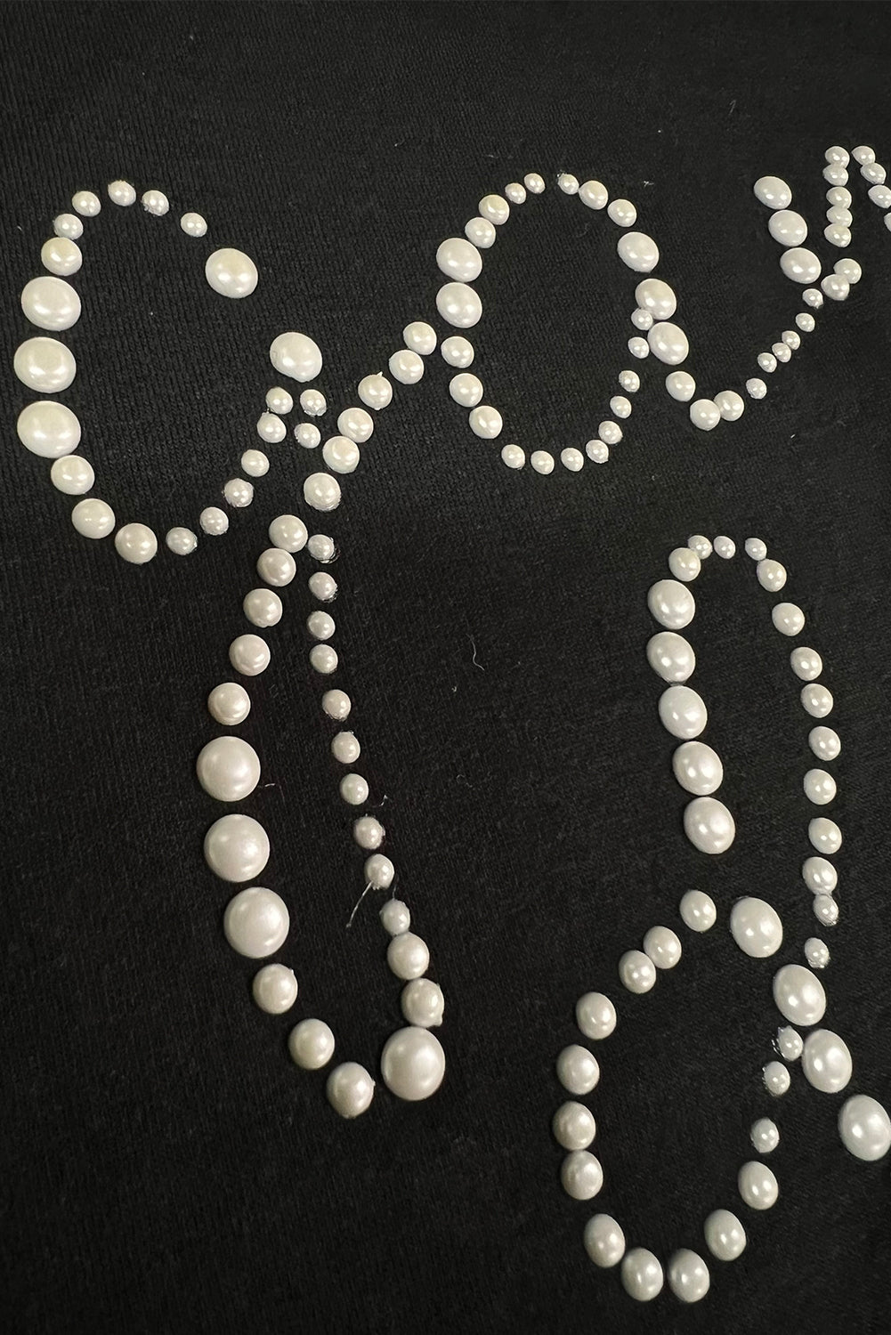 Black Shiny Rhinestone game day Pattern Crewneck T Shirt