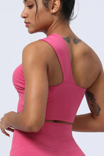 Rose Red Ruched Cutout One Shoulder Yoga Bra