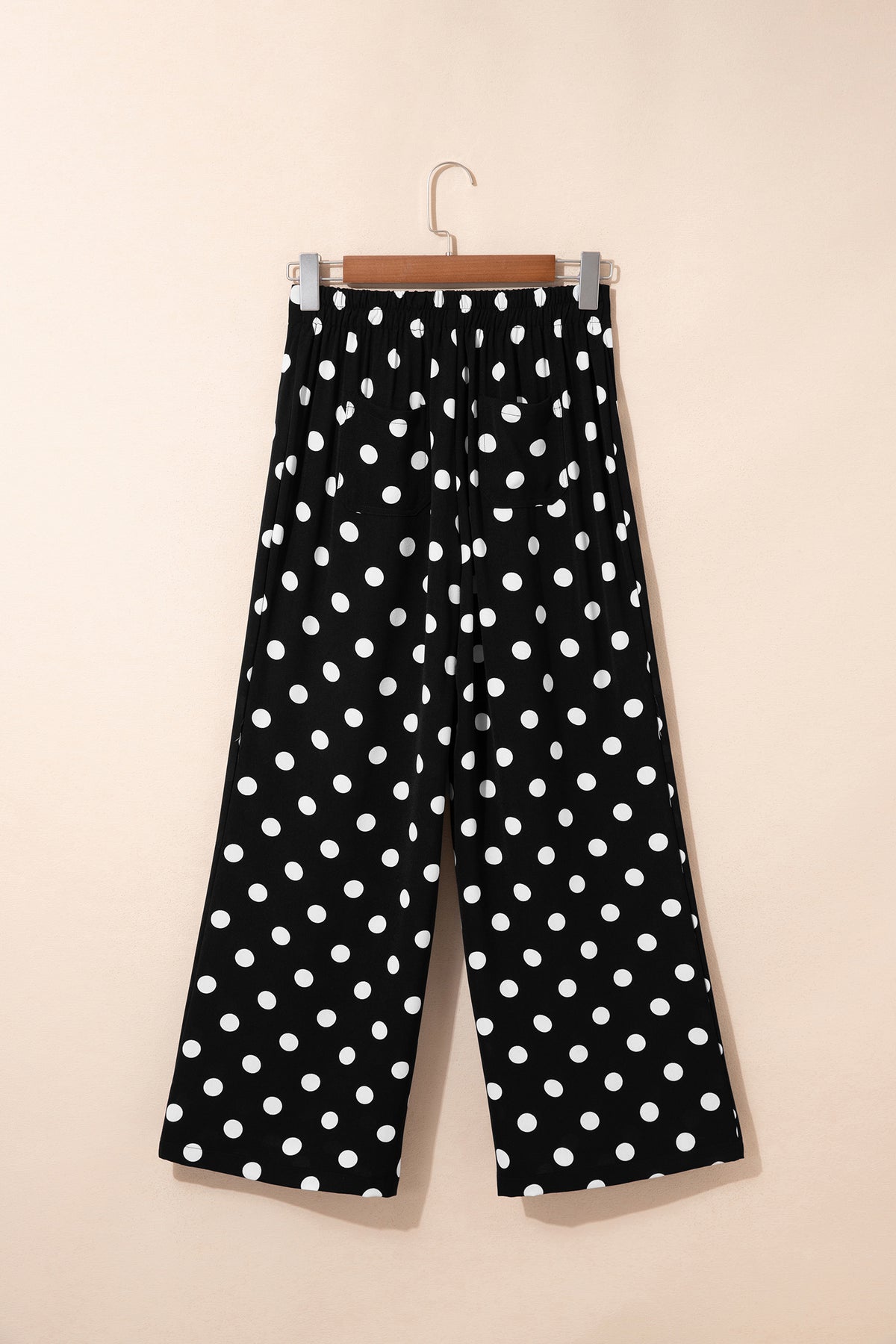 Polka Dot Print Patched Pocket Mid-rise Straight Leg Pants