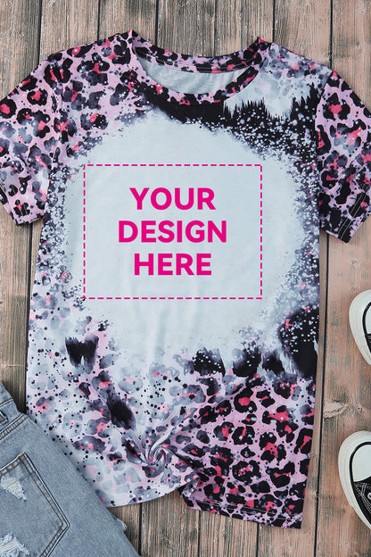 Blank Apparel - Pink Leopard Dyed Print Bleached Blank Tee