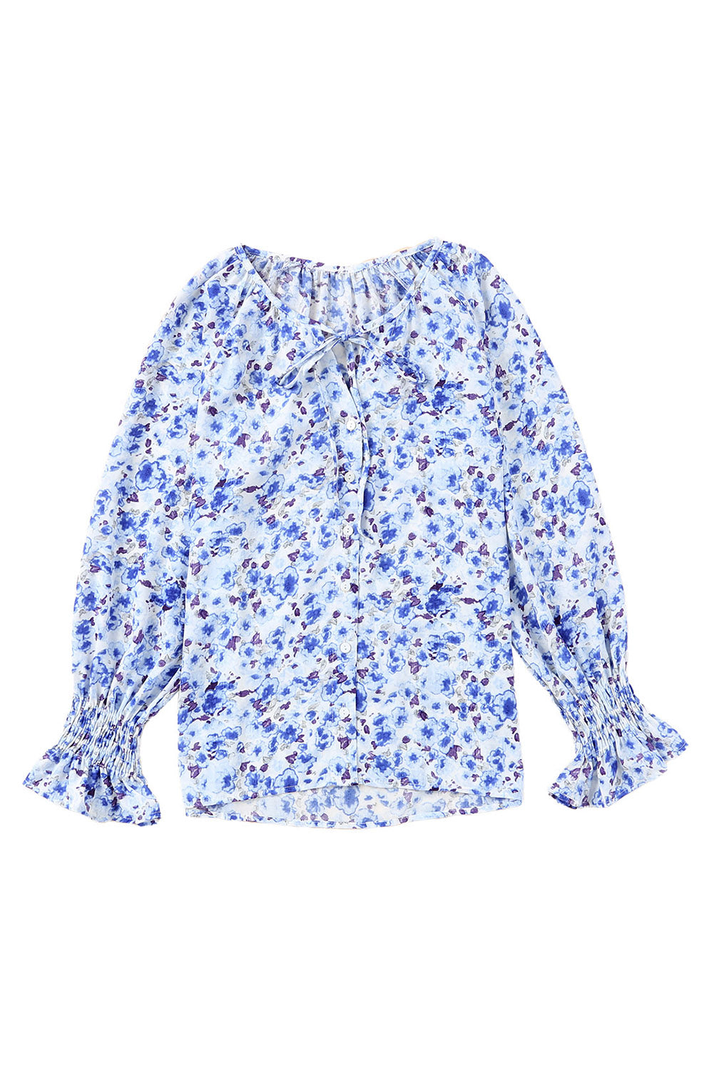 Blusa con botones y cuello en V con estampado floral 